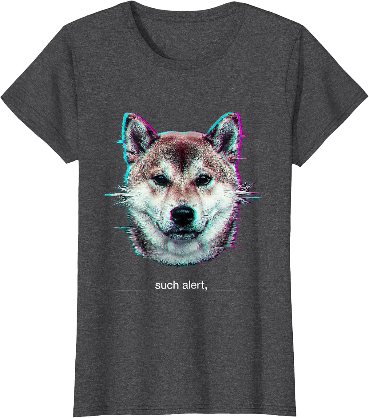 Women's such alert Glitch Kawaii Shiba Inu Dog Lover Meme Humor T-Shirt - Dark Heather Grey