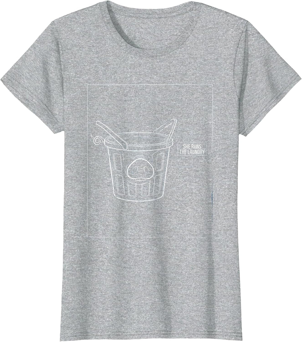 She Runs The Laundry Funny Pig Lover Farm Animal Humor T-Shirt - Heather Grey