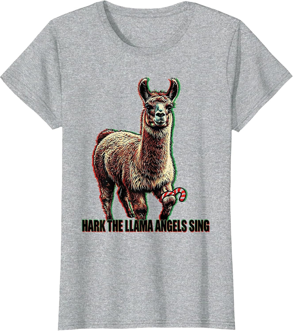 Hark The Llama Angels Sing Funny Christmas Llama Lover Gift T-Shirt - Heather Grey