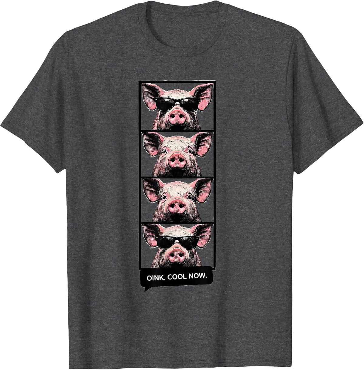 Oink Cool Now Funny Pig Farm Animal Lover Vintage Photo T-Shirt - Dark Heather Grey