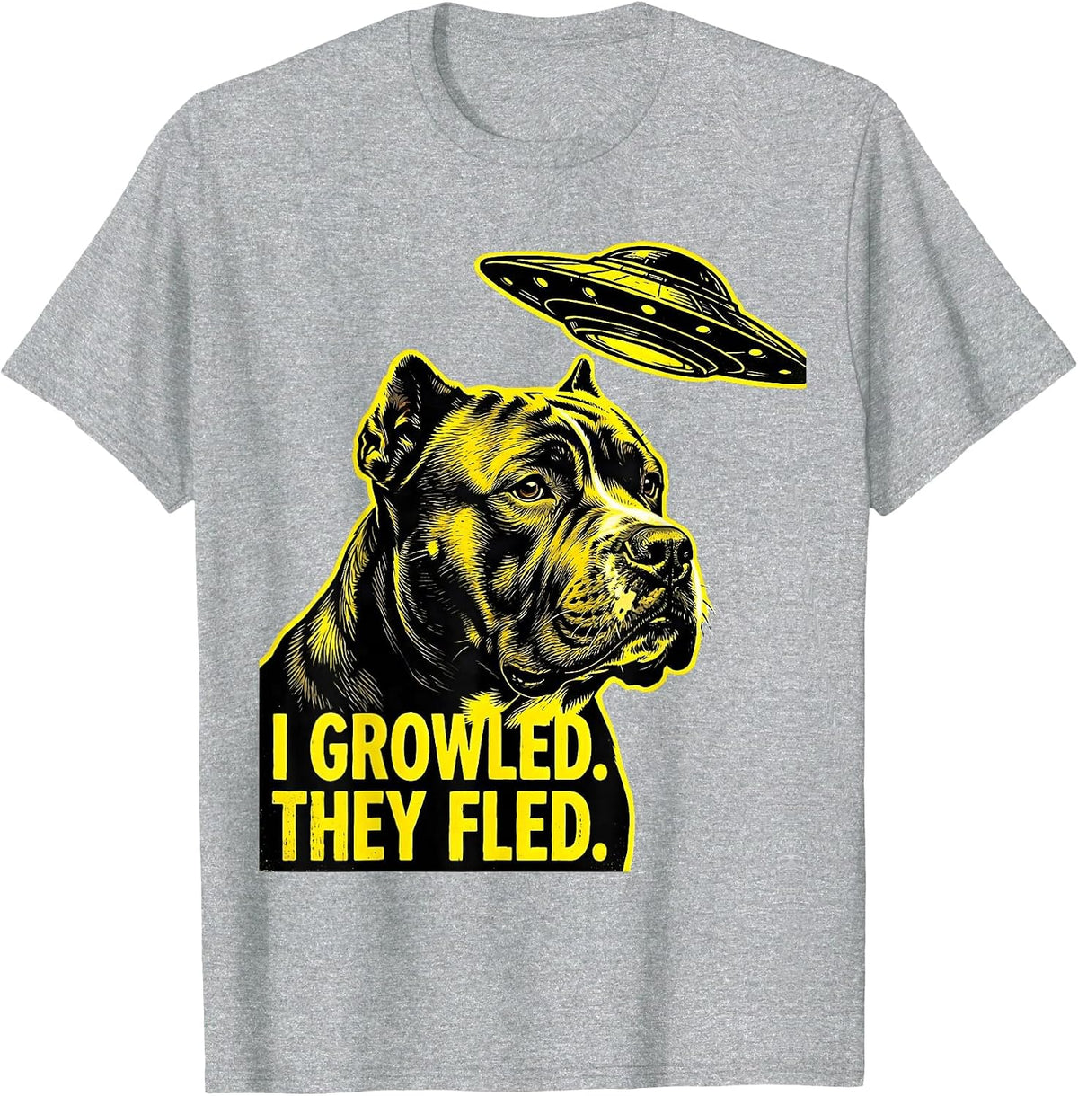 Men's I Growled They Fled Funny Pitbull Dog Meme Gift T-Shirt - Heather Grey