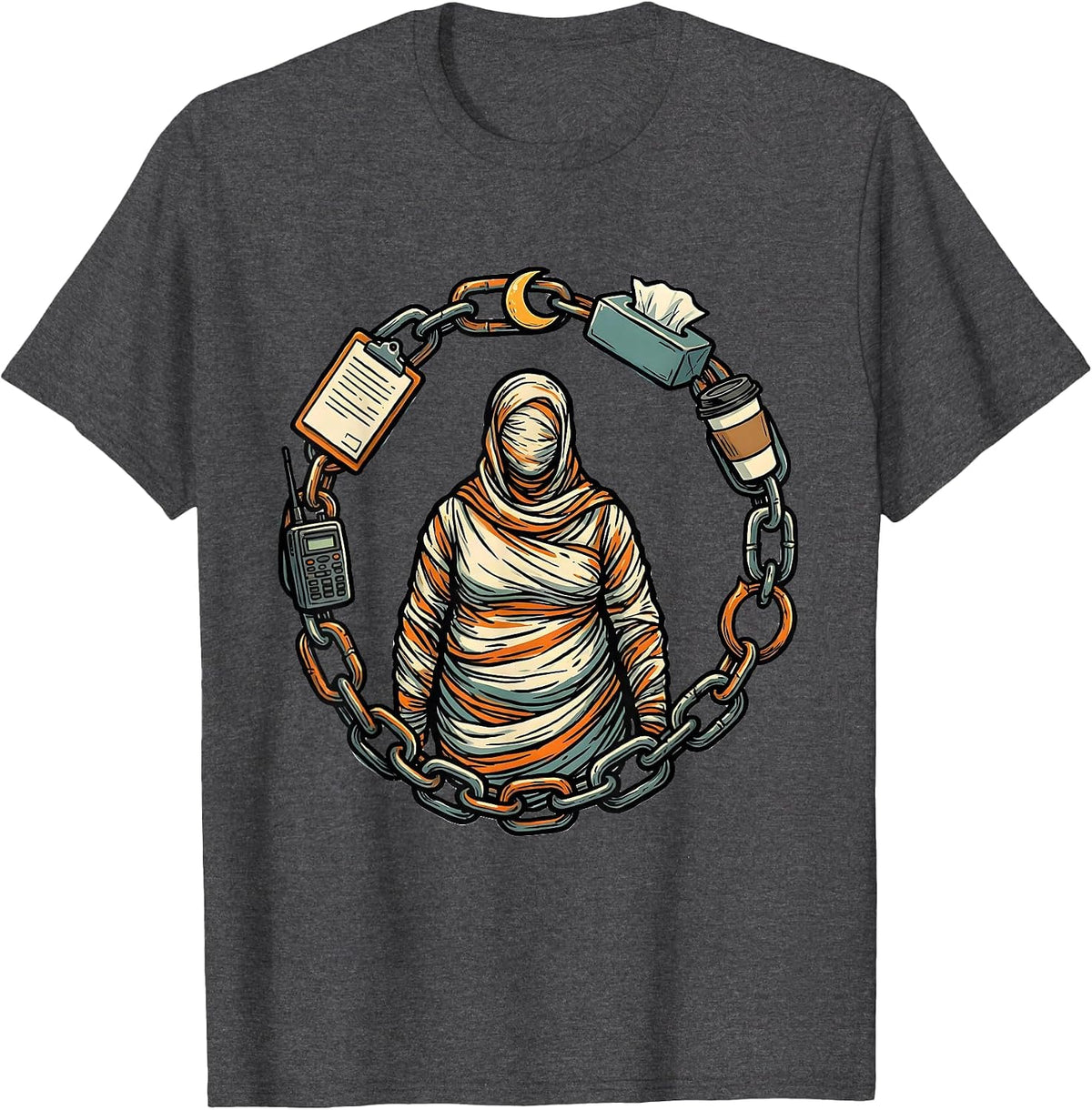 Men's Chain Support Para Normal Activities SPED Teacher T-Shirt - Dark Heather Grey