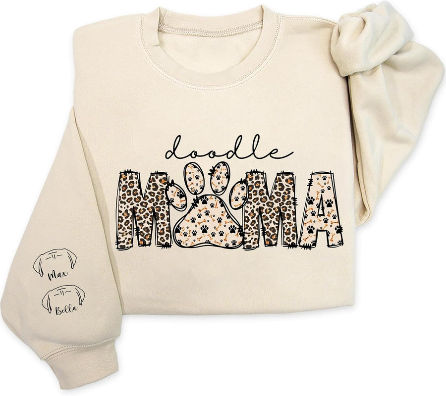 Personalized Dog Breed Mama Sweatshirt, Custom Paw Print Sweater, Cozy Pet Lover Outfit, Unique Gift - Doodle