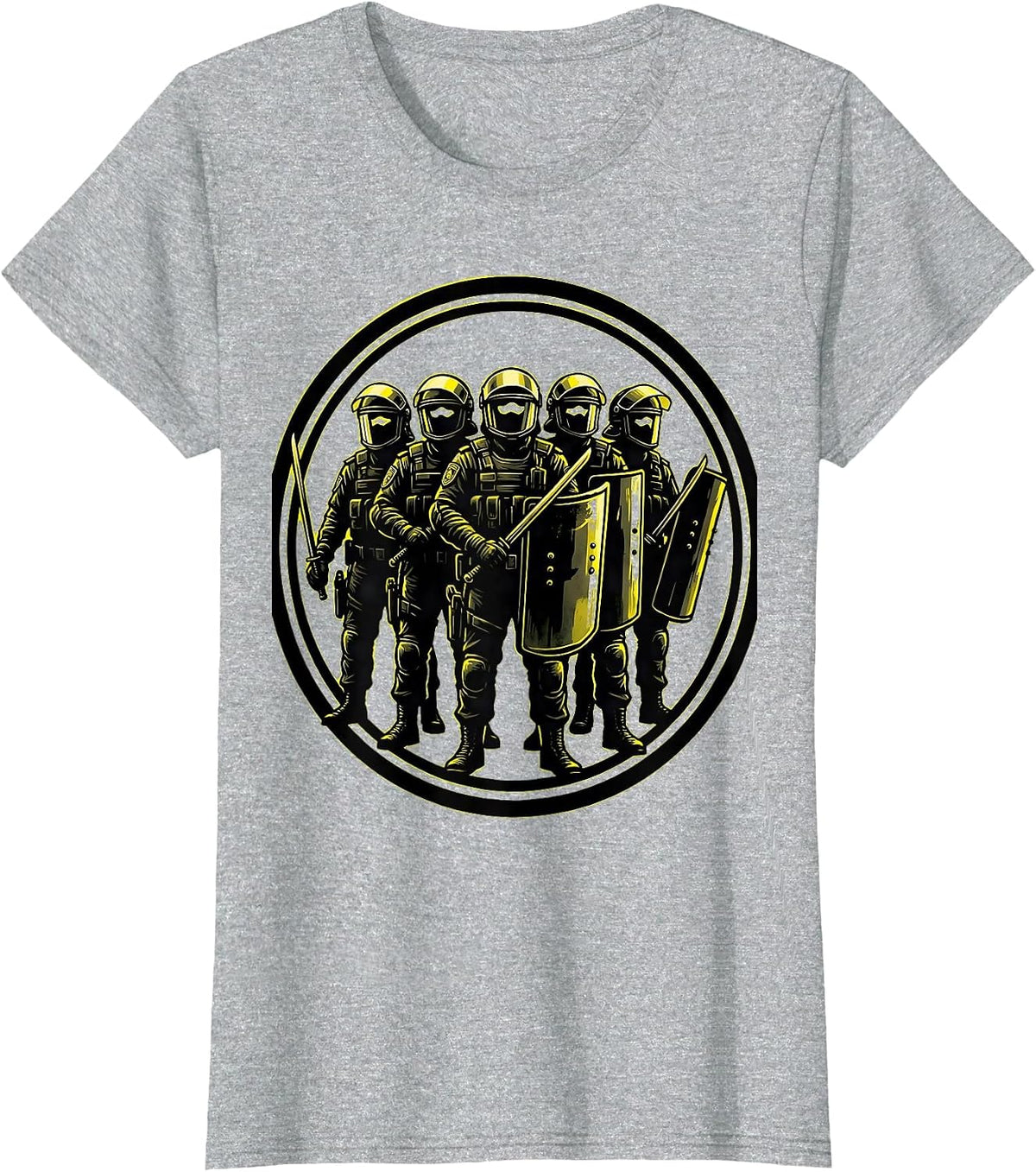 Riot Gear Formation Police Officer Graphic T-Shirt - Heather Grey