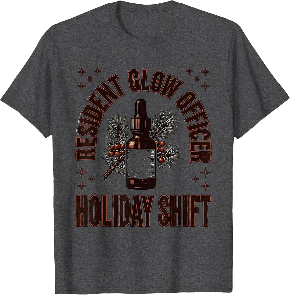 Resident Glow Officer Holiday Shift Esthetician Dermatology T-Shirt - Dark Heather Grey