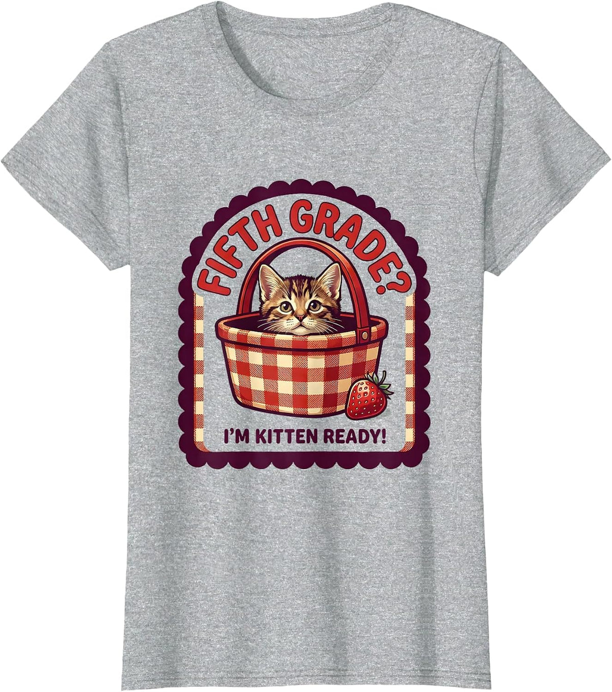 Women's Fifth Grade? I'm Kitten Ready Cute Kitten Back to School T-Shirt - Heather Grey