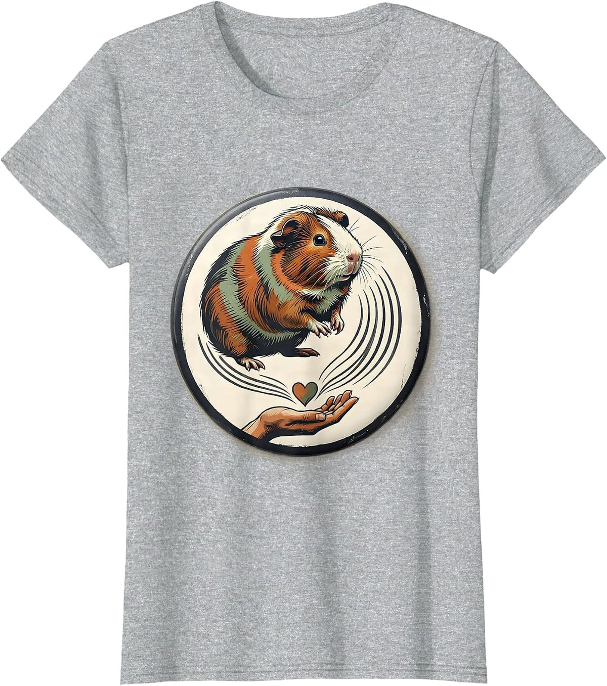 Women's Guinea Pig Badge Rosette Pet Lover Humor T-Shirt - Heather Grey