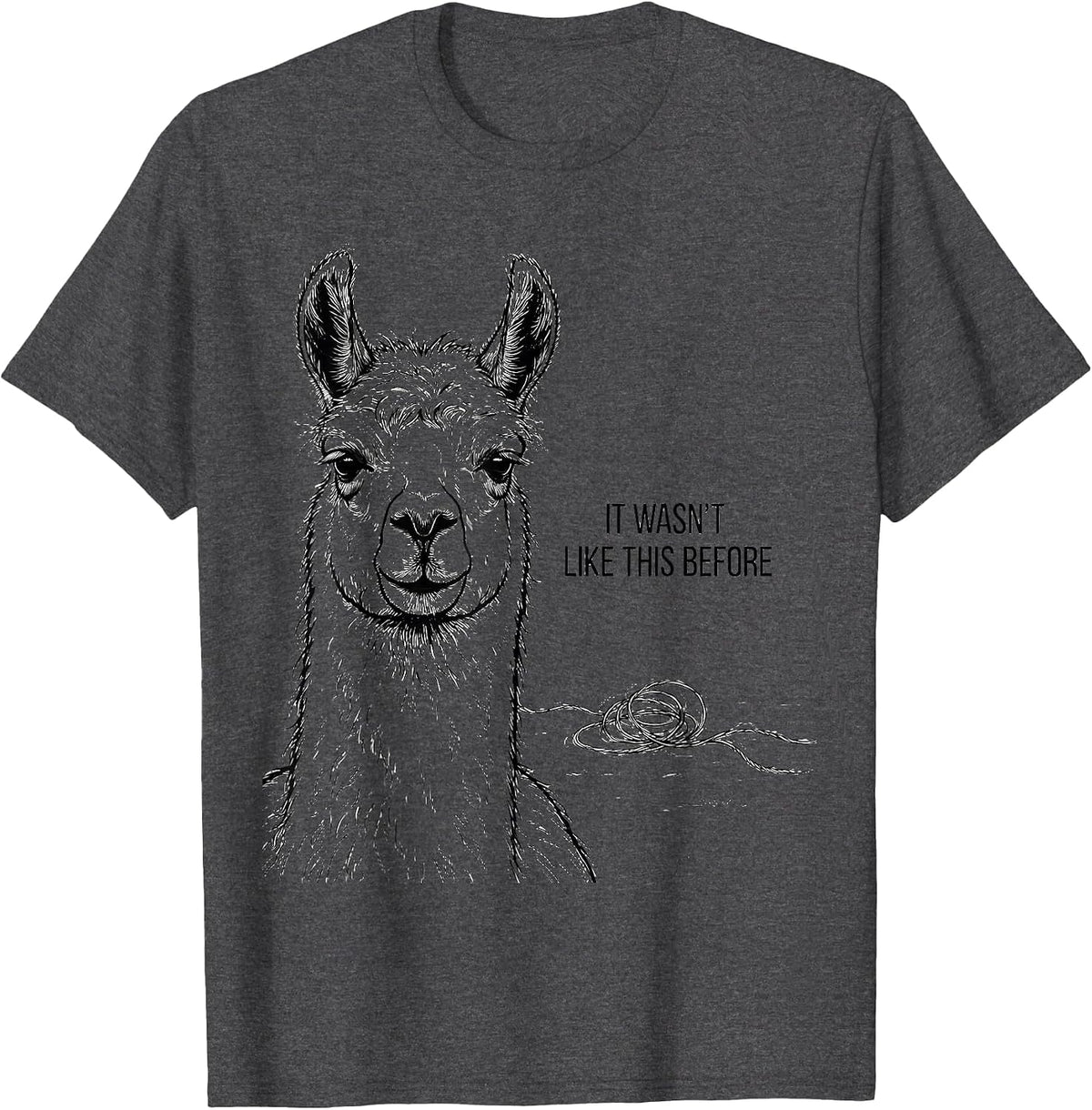 Men's It Wasn't Like This Before Funny Alpaca Llama Lover Humor T-Shirt - Dark Heather Grey