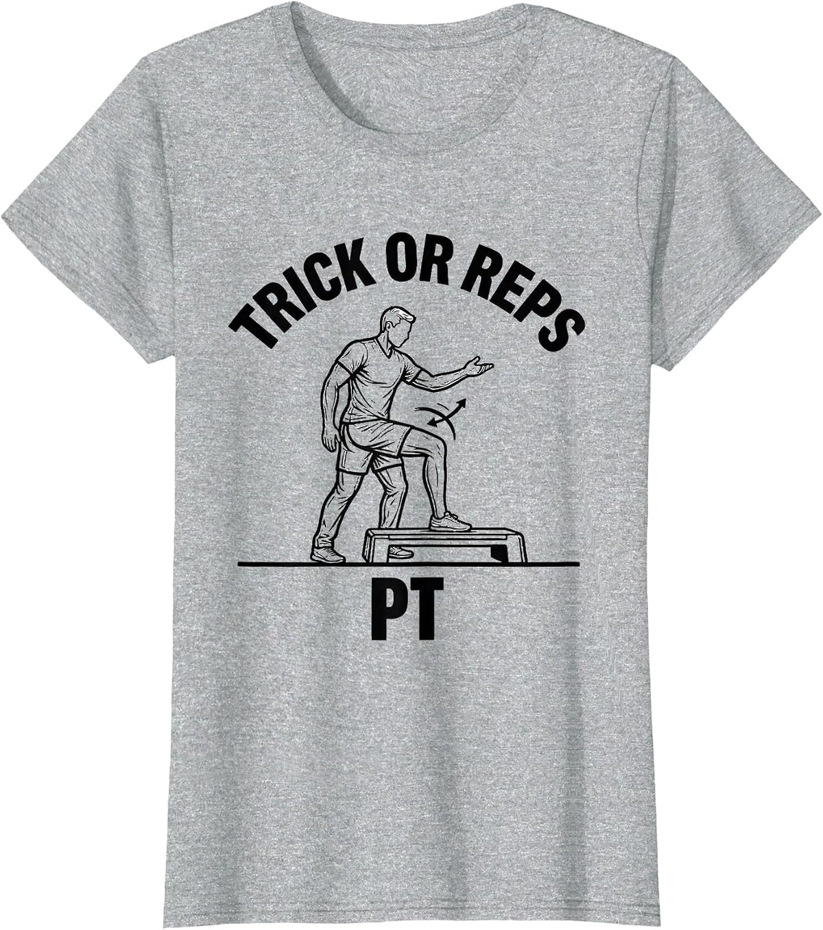 Women's Trick Or Reps PT Ghost Physical Therapy Halloween Humor T-Shirt - Heather Grey
