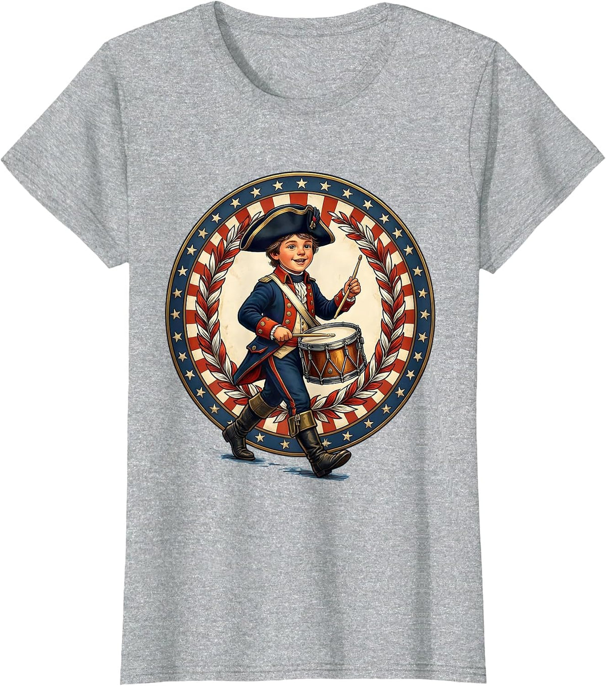Patriot Day Kids Marching Drummer Boy Uniform T-Shirt - Heather Grey