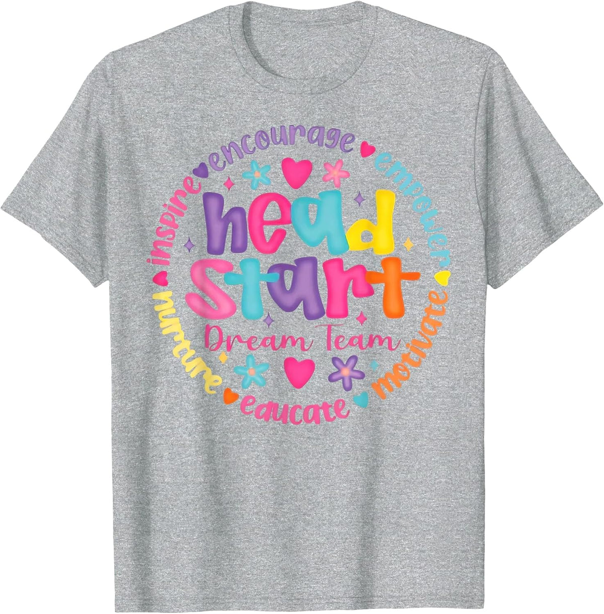 Head Start Dream Team Squad Teacher Headstart Back to School T-Shirt - Heather Grey