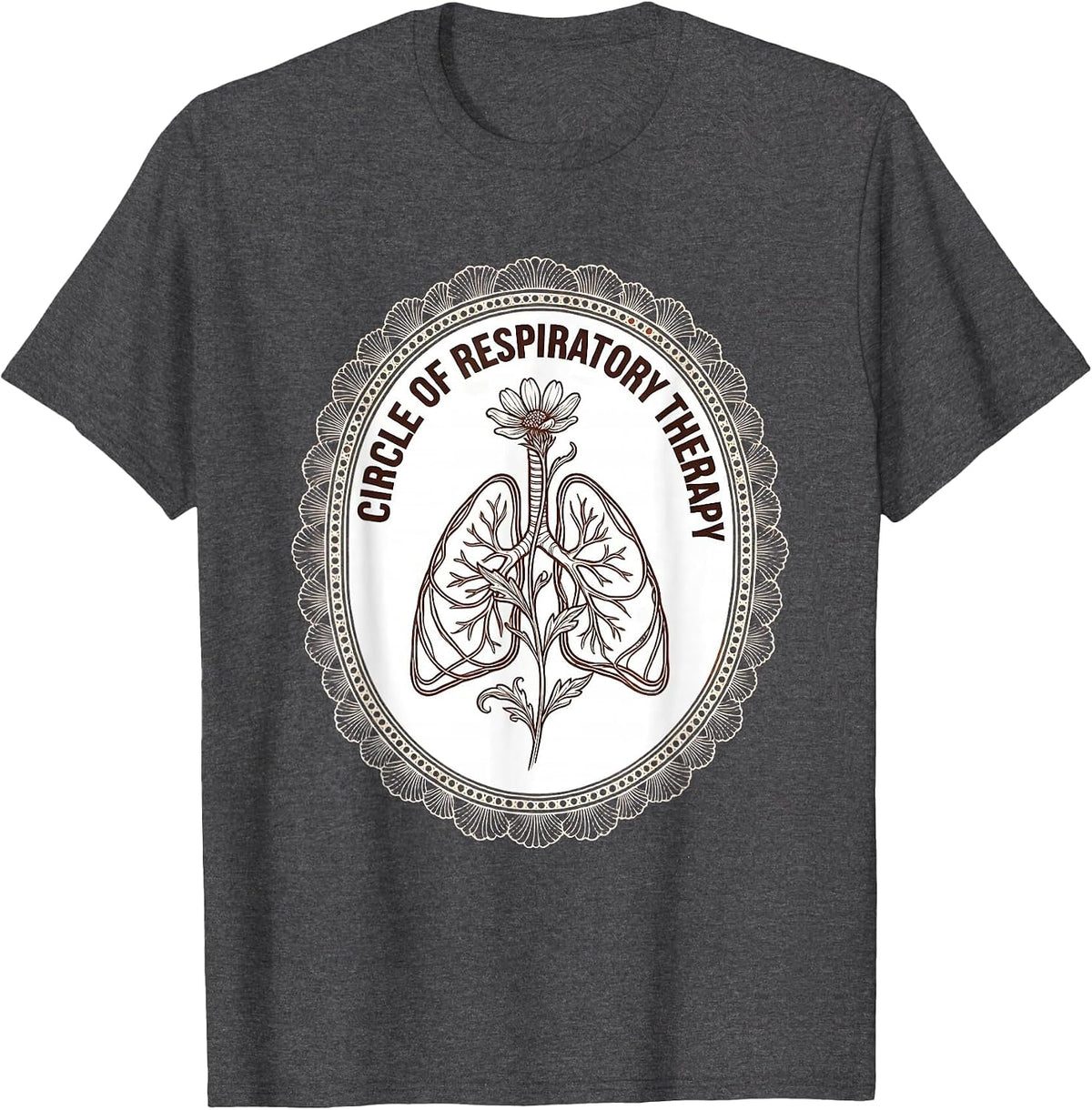 Circle of Respiratory Therapy Boho Minimalist RT Care Week T-Shirt - Dark Heather Grey