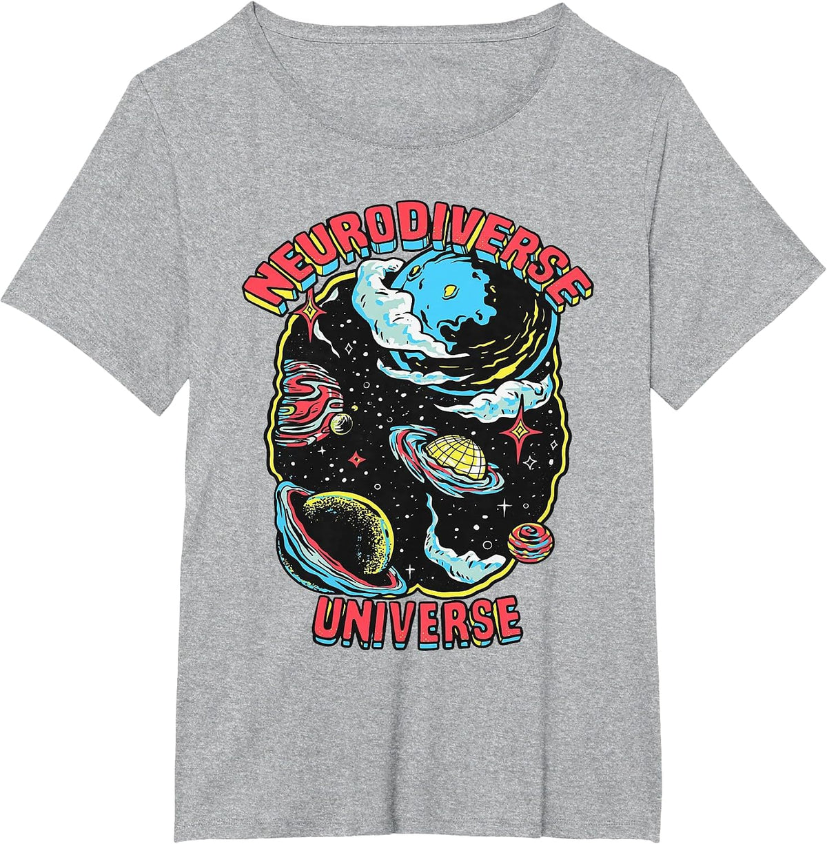Neurodiverse Universe Neurodiversity Embrace ADHD Autism ASD T-Shirt - Heather Grey