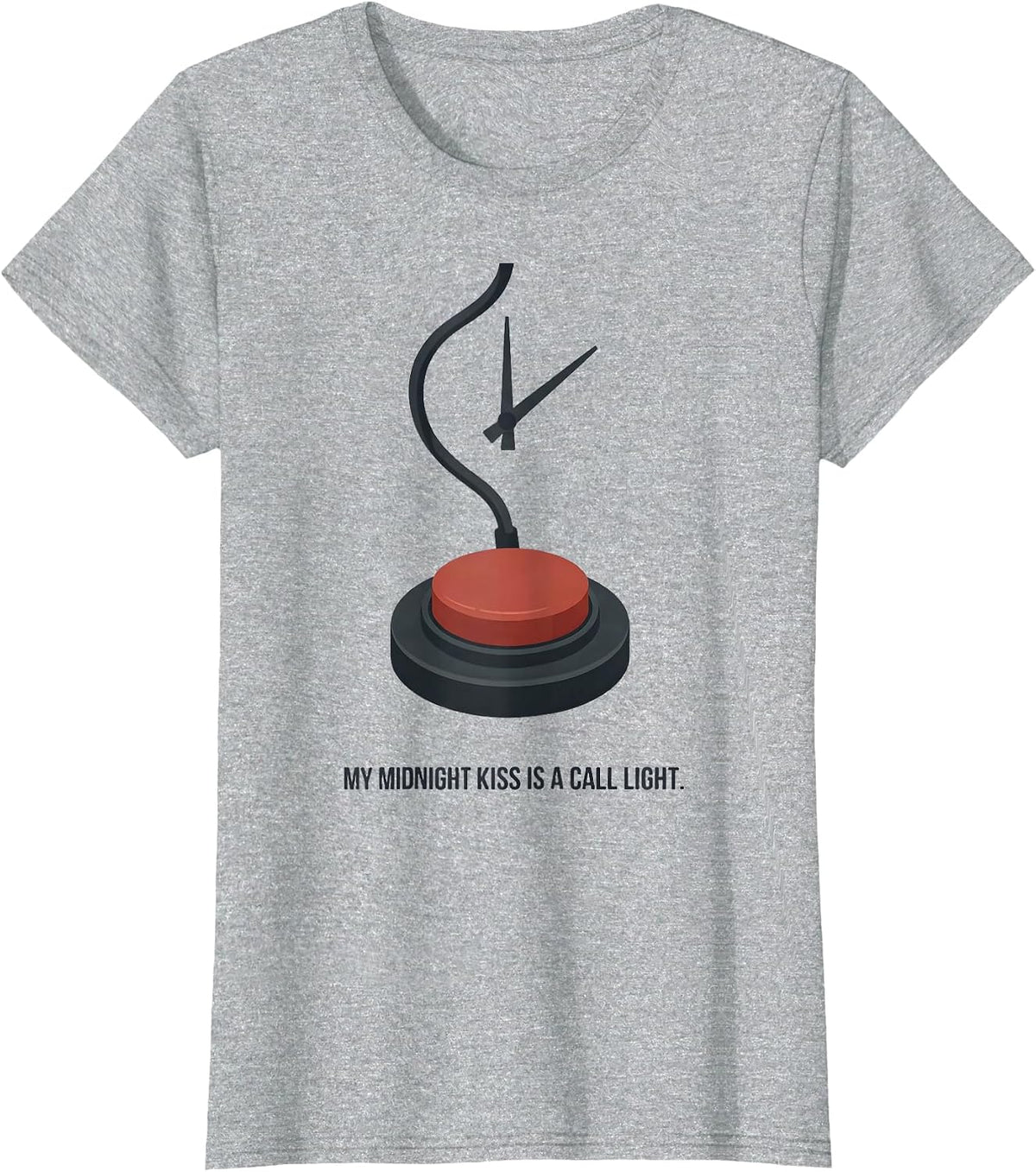 Women's My Midnight Kiss Is A Call Light Funny Nurse Crew New Year T-Shirt - Heather Grey