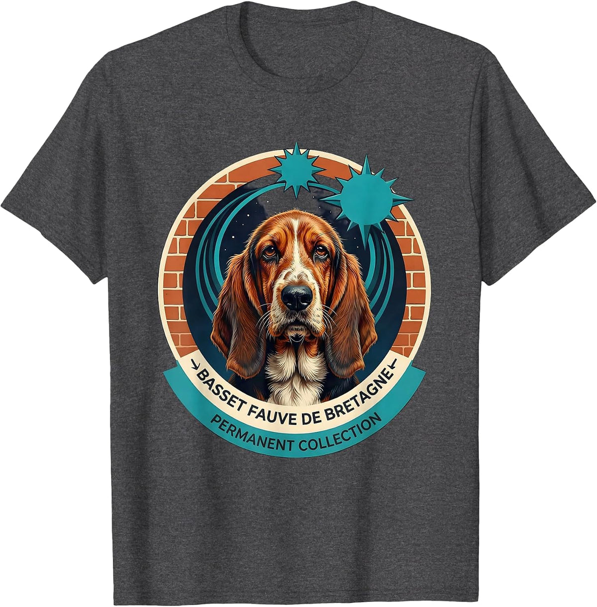 Basset Fauve de Bretagne Permanent Collection Dog Lover T-Shirt - Dark Heather Grey