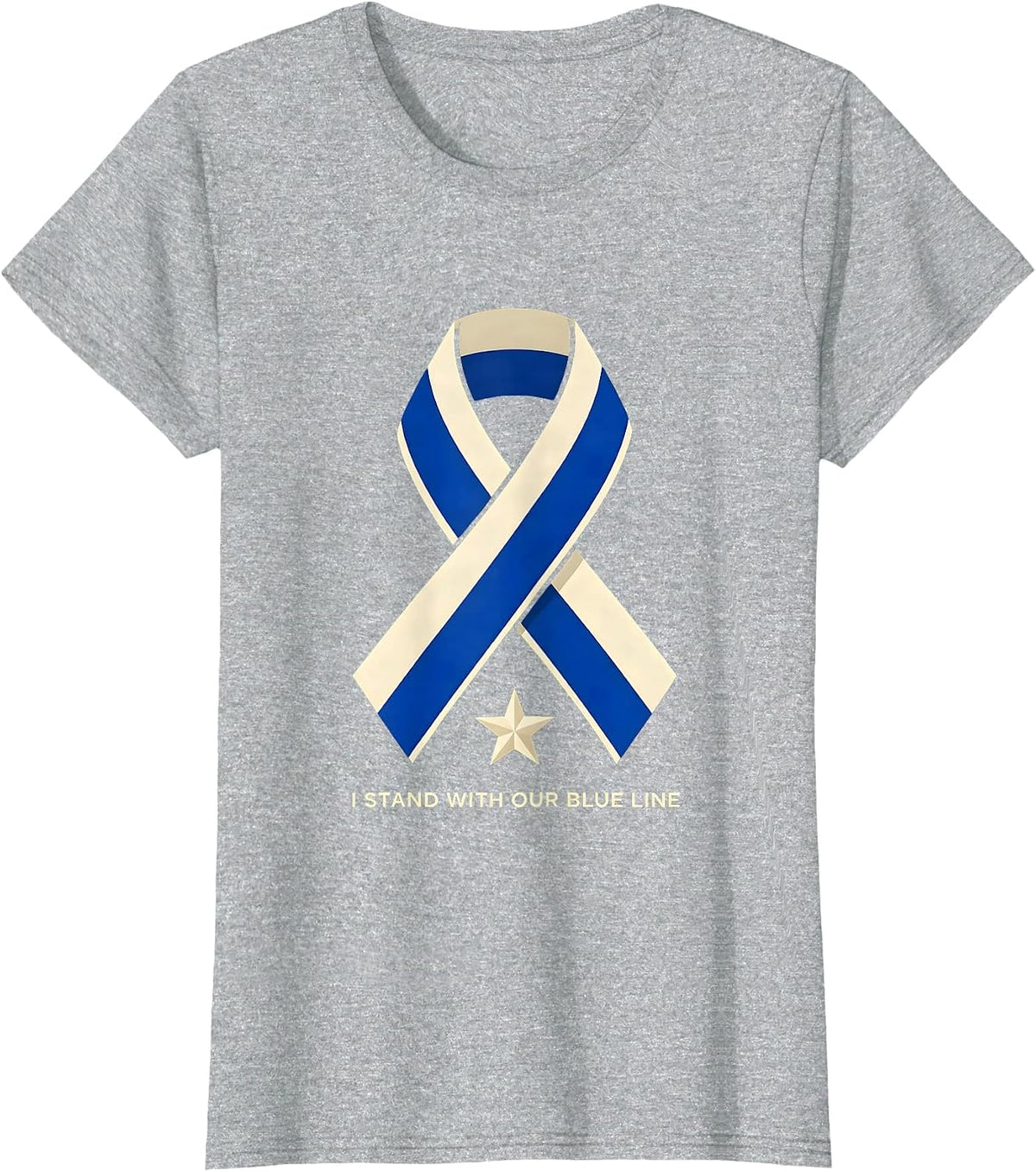 Women's I Stand With Our Blue Line Thin Blue Line Police Support T-Shirt - Heather Grey