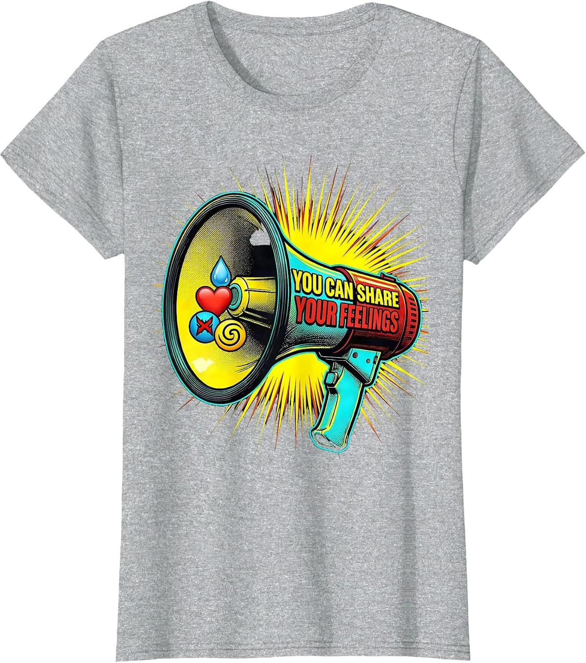 You Can Share Your Feelings Pop Art Mental Health Counselor T-Shirt - Heather Grey