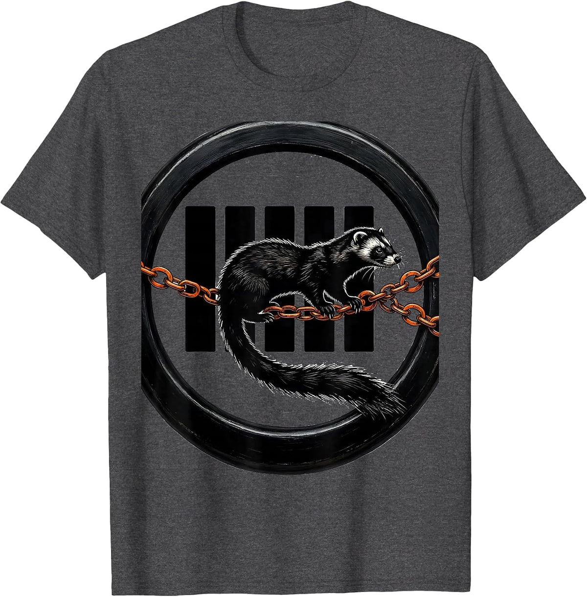 Ferret Badge Breakout Funny Ferret Lover Gift T-Shirt - Dark Heather Grey