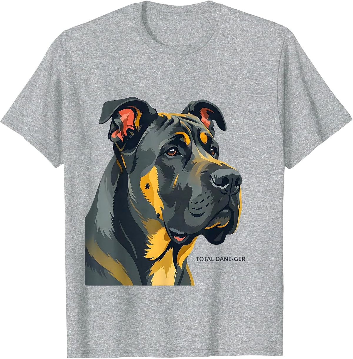 Men's Total Dane-ger Funny Great Dane Dog Lover Breed Humor T-Shirt - Heather Grey