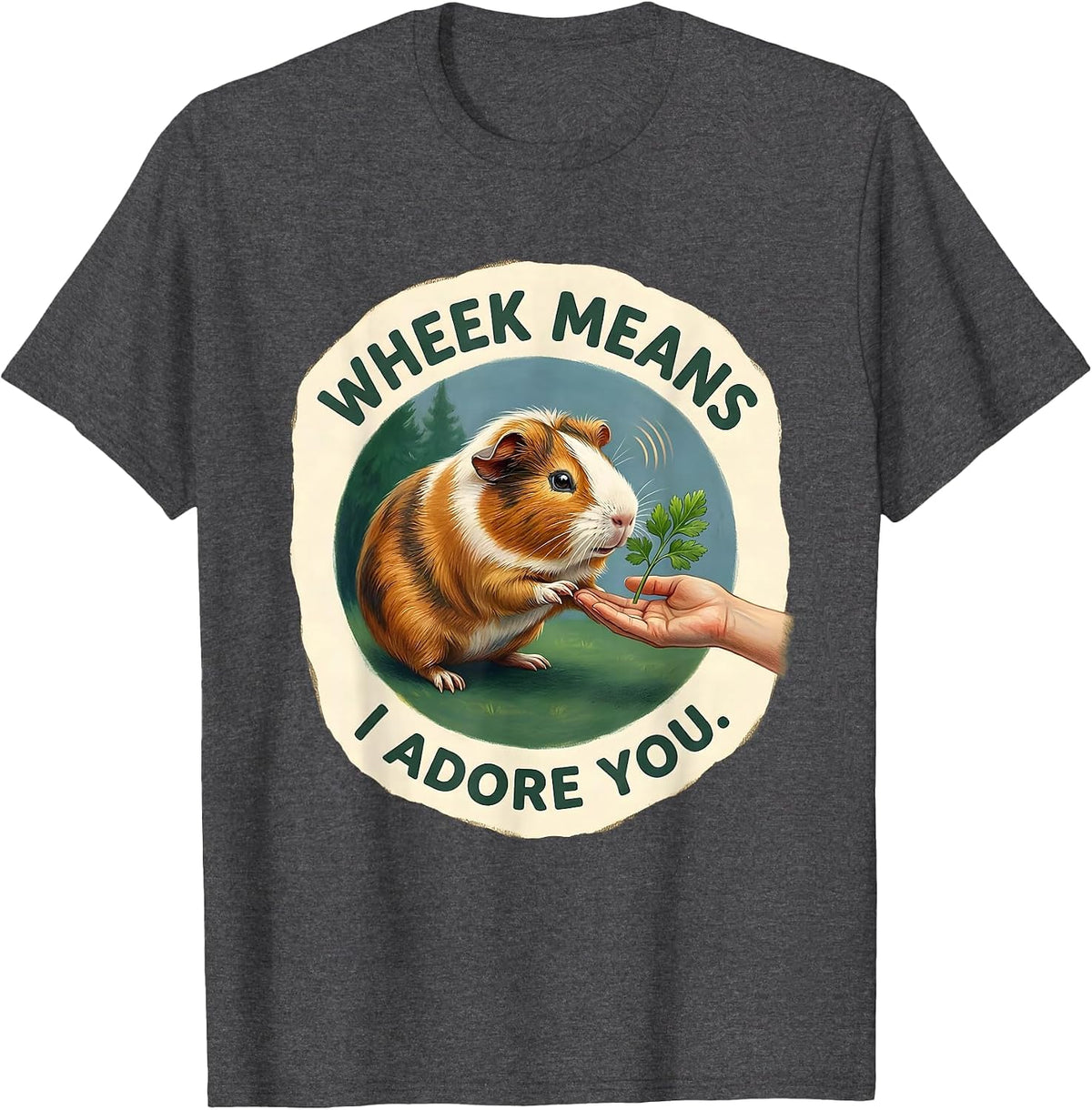 Wheek Means I Adore You Funny Guinea Pig Lover Storybook Art T-Shirt - Dark Heather Grey