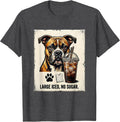 Men's Large Iced No Sugar Funny Pitbull Drinking Iced Coffee Meme T-Shirt - Dark Heather Grey