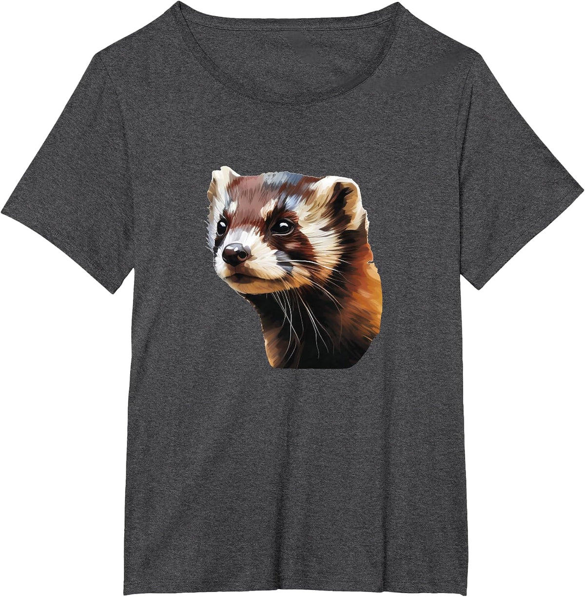 Cute Ferret Face T-Shirt - Dark Heather Grey