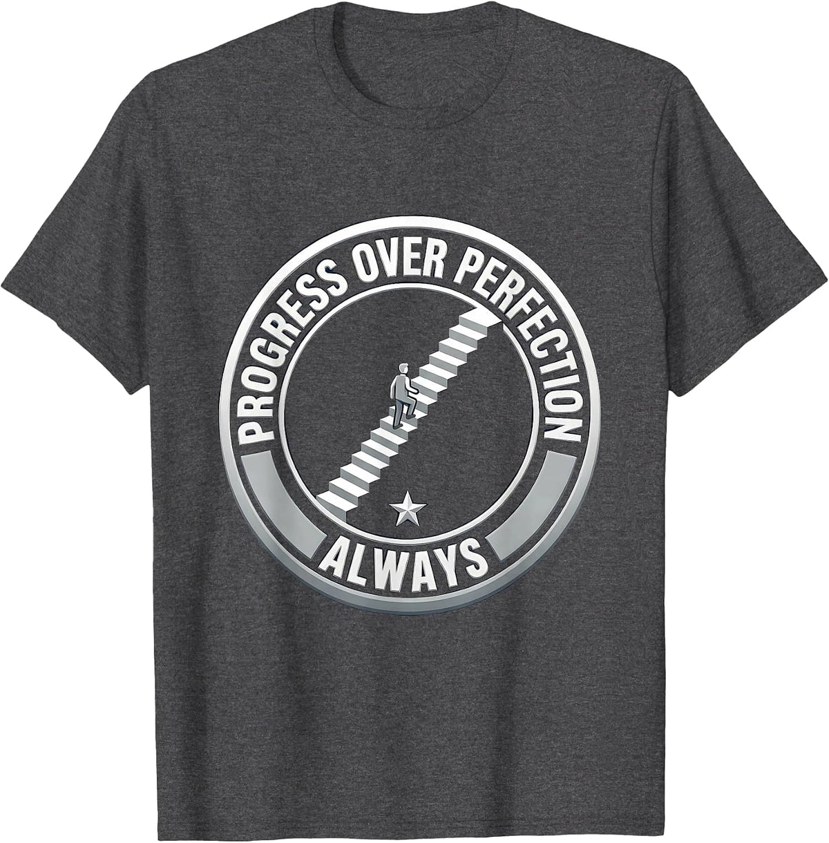 Progress Over Perfection Special Education Design T-Shirt - Dark Heather Grey