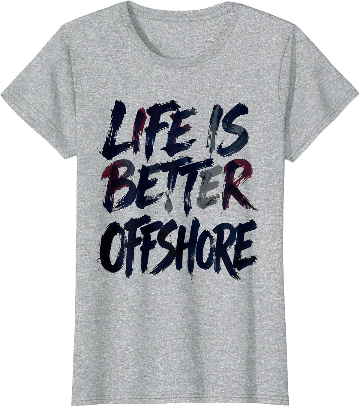 Women's Life Is Better Offshore Navy Nautical Design T-Shirt - Heather Grey