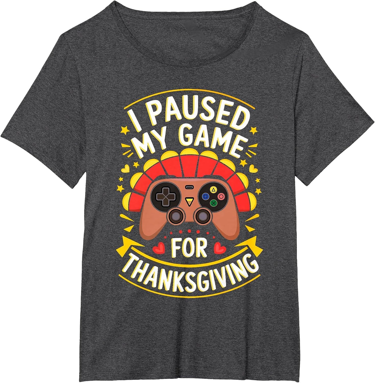 I Paused My Game for Thanksgiving Shirt Adult Kids Men Women T-Shirt - Dark Heather Grey