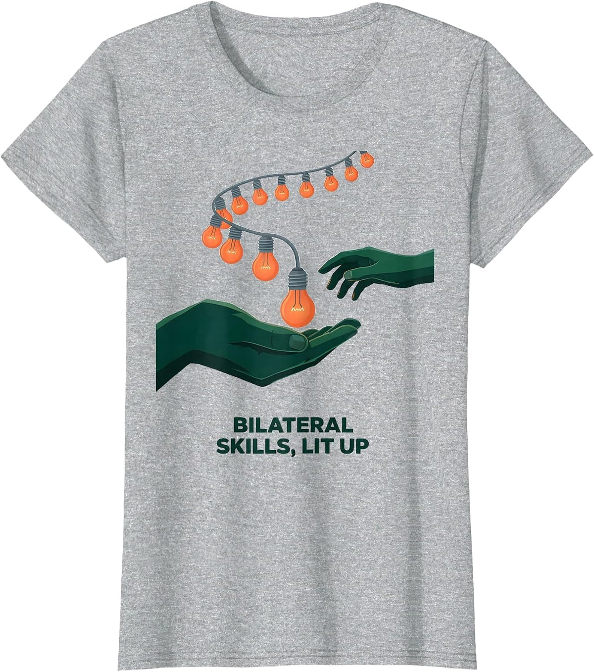 Women's Bilateral Skills Lit Up Occupational Therapy Christmas T-Shirt - Heather Grey