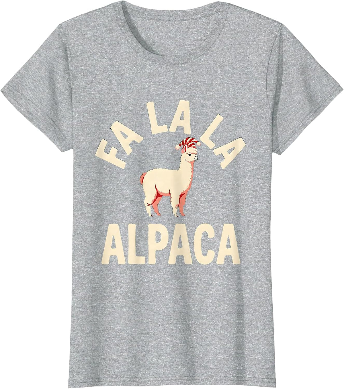 Fa La La Alpaca Funny Christmas Animal Pun Humor T-Shirt - Heather Grey