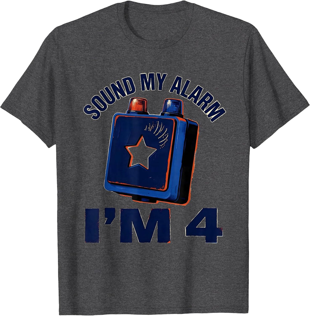 Men's Sound My Alarm, I'm 4 Future Police Officer Kids Birthday T-Shirt - Dark Heather Grey