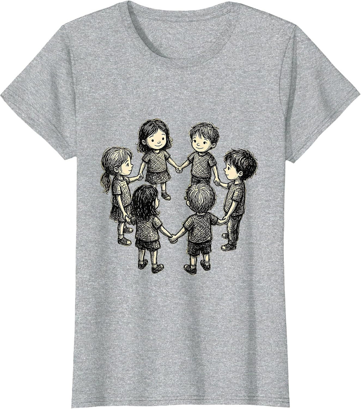 Down Syndrome Awareness Diverse Children Circle Art T-Shirt - Heather Grey
