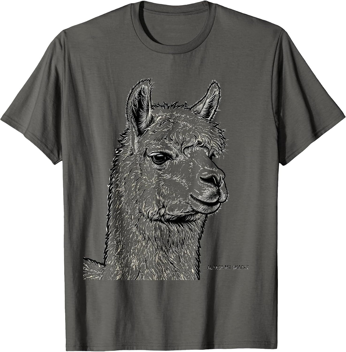 Alpaca My Snacks Funny Alpaca Lover Humor T-Shirt - Asphalt Grey
