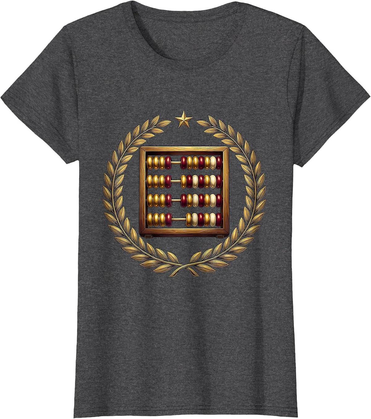 Women's Preschool Teacher Colorful Abacus Illustration T-Shirt - Dark Heather Grey