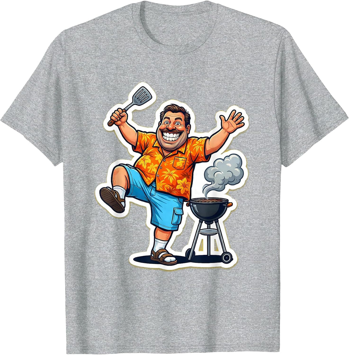 Men's Funny Dad Awkward Backyard BBQ Dance T-Shirt - Heather Grey