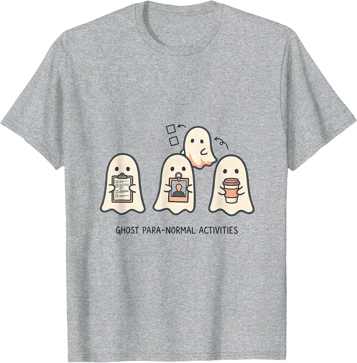 Men's Ghost Para-Normal Activities Kawaii SPED Teacher Halloween T-Shirt - Heather Grey