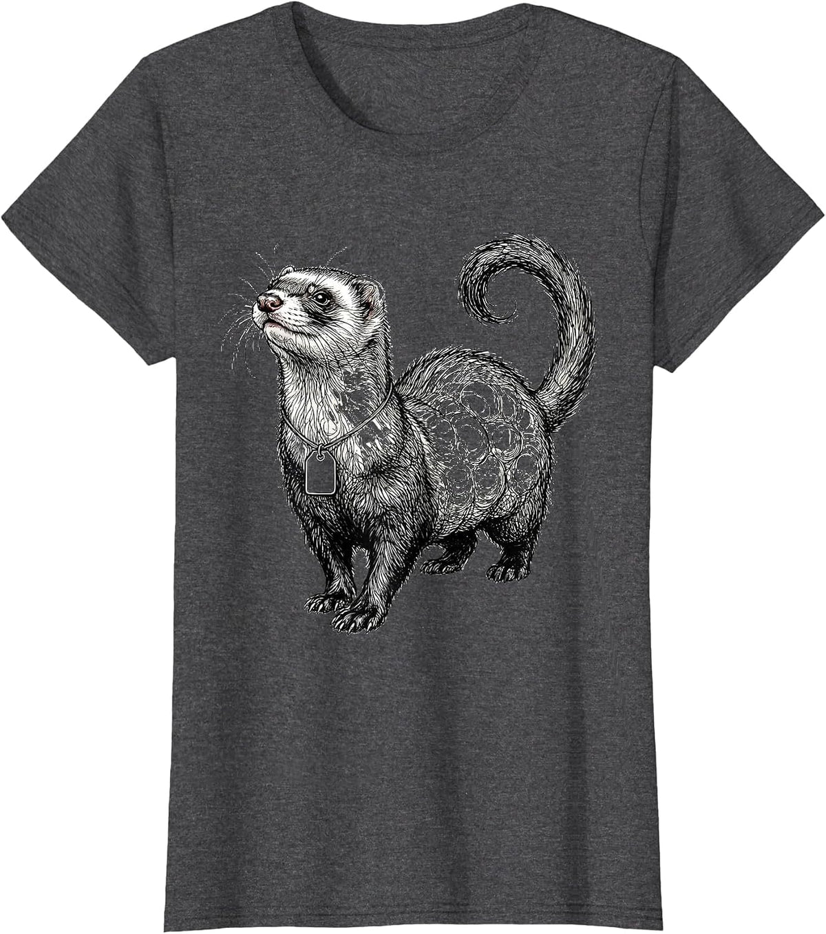 Women's Ferret Lumpy Line Art Funny Small Animal Lover T-Shirt - Dark Heather Grey