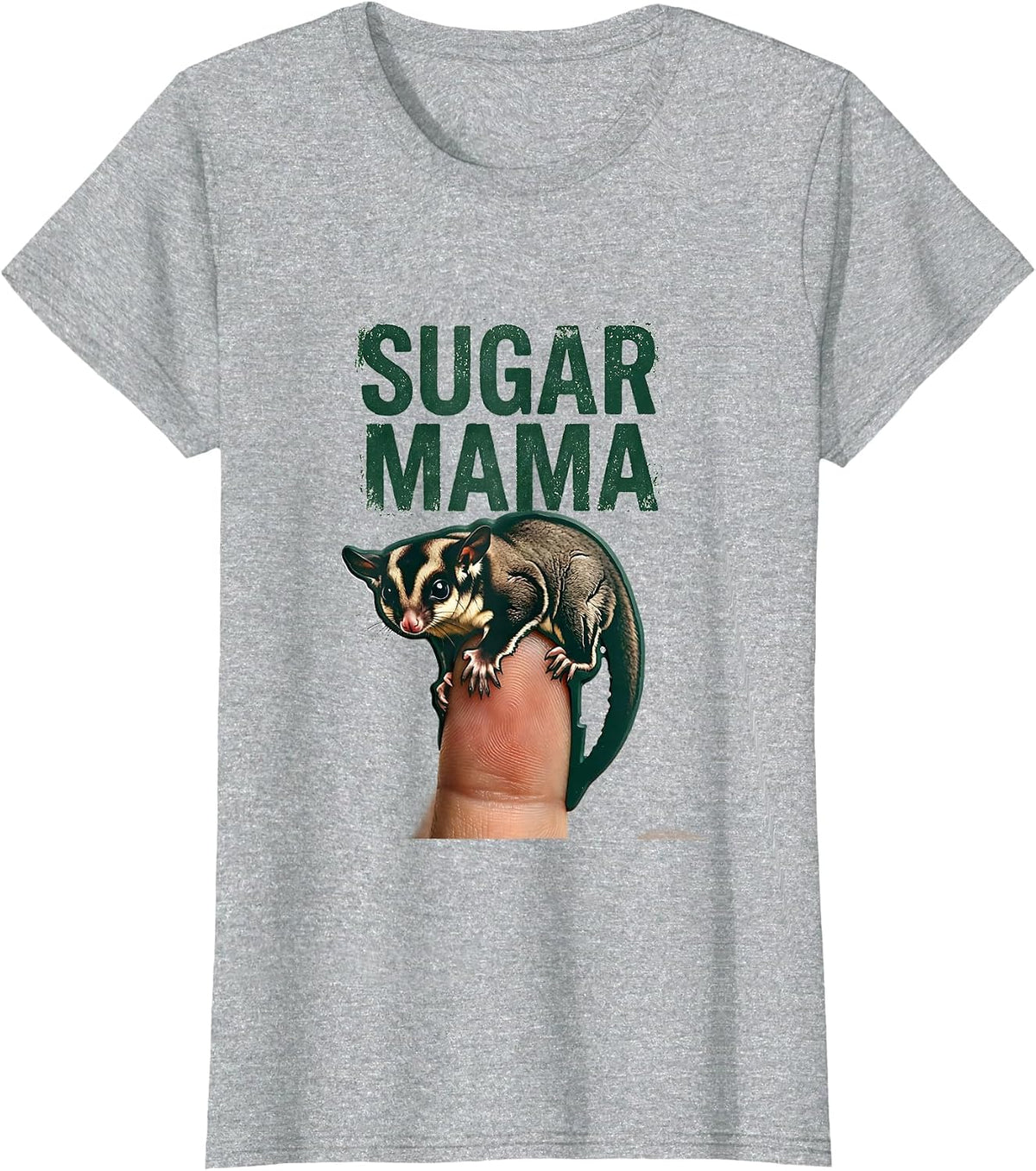 Sugar Mama Rubber Stamp Sugar Glider Pet Owner Humor T-Shirt - Heather Grey