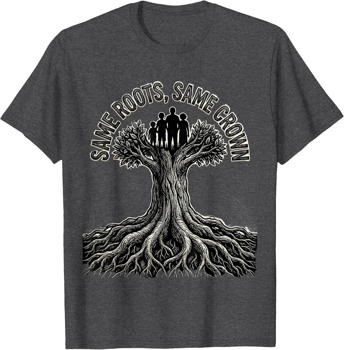 Same Roots, Same Crown Family Reunion Matching Group T-Shirt - Dark Heather Grey