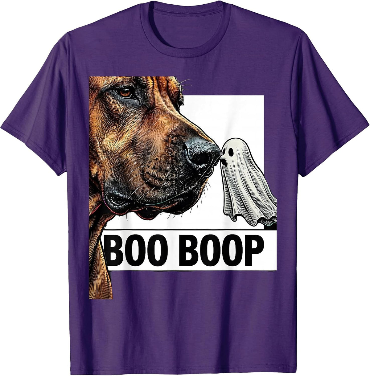 Boo Boop Funny Ghost Dog Nose Boop Halloween Dog Lover T-Shirt - Purple