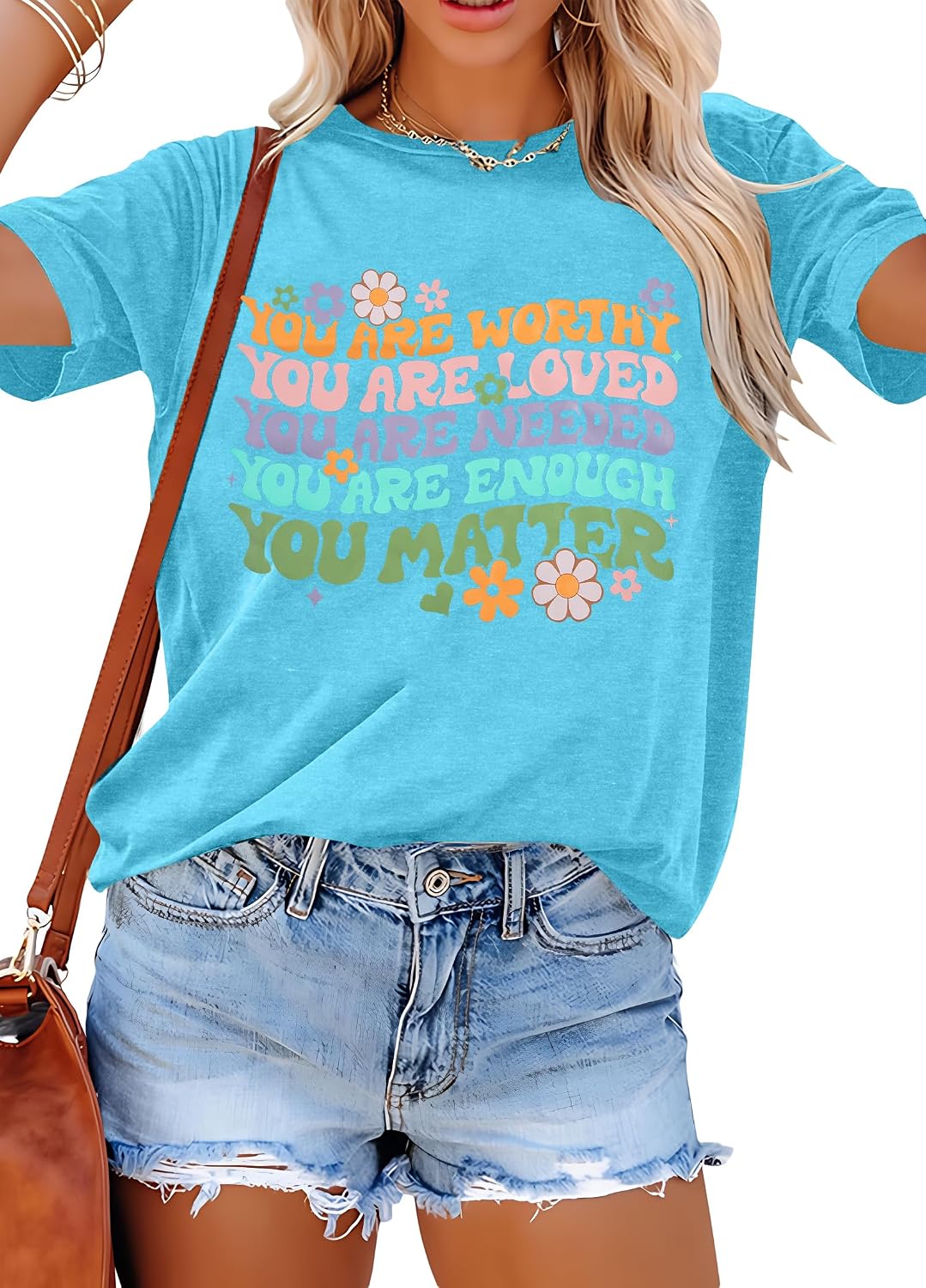 You Matter Shirt Women Teacher Mental Health Awareness Tee - Light Blue