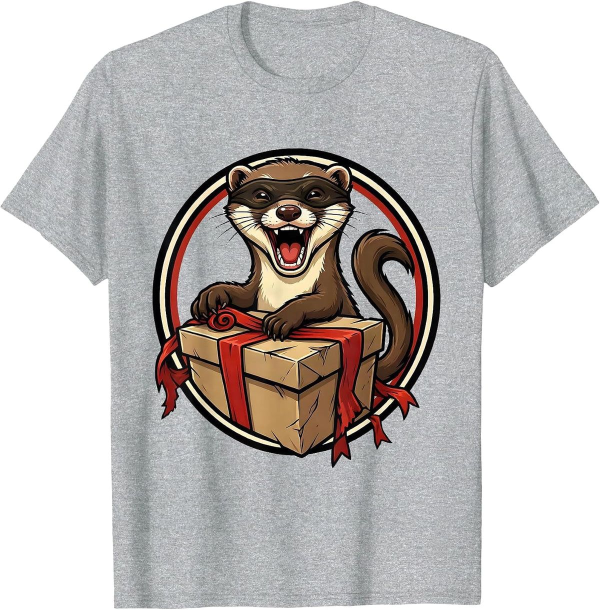 Men's Sealed Ferret Badge Funny Ferret Lover Gift T-Shirt - Heather Grey