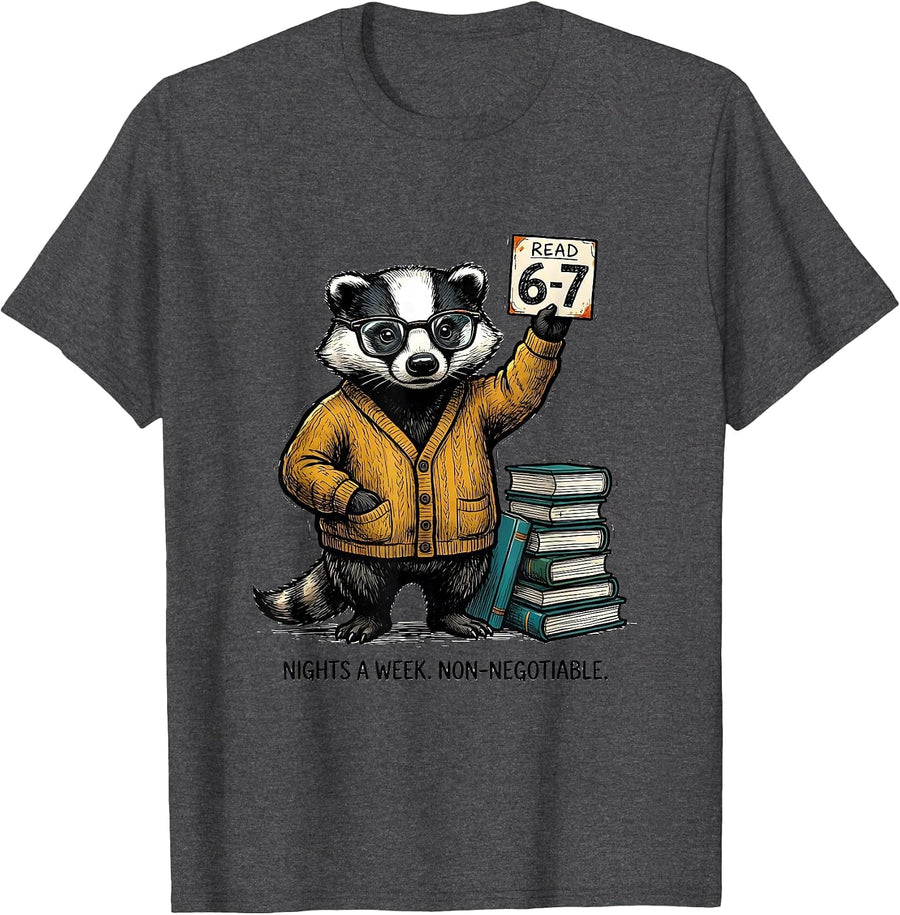 Men's Read 6-7 Nights A Week Non-Negotiable Teacher Meme T-Shirt - Dark Heather Grey
