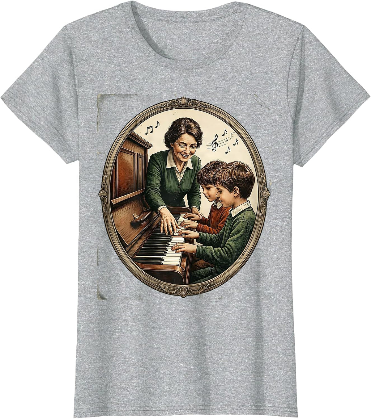 Vintage Piano Teacher Classroom Music Education T-Shirt - Heather Grey