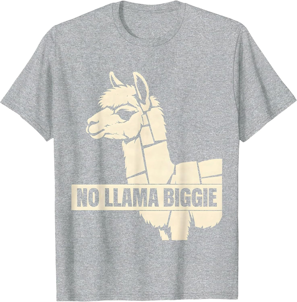 Men's No Llama Biggie Funny Llama Alpaca Lover Humor T-Shirt - Heather Grey