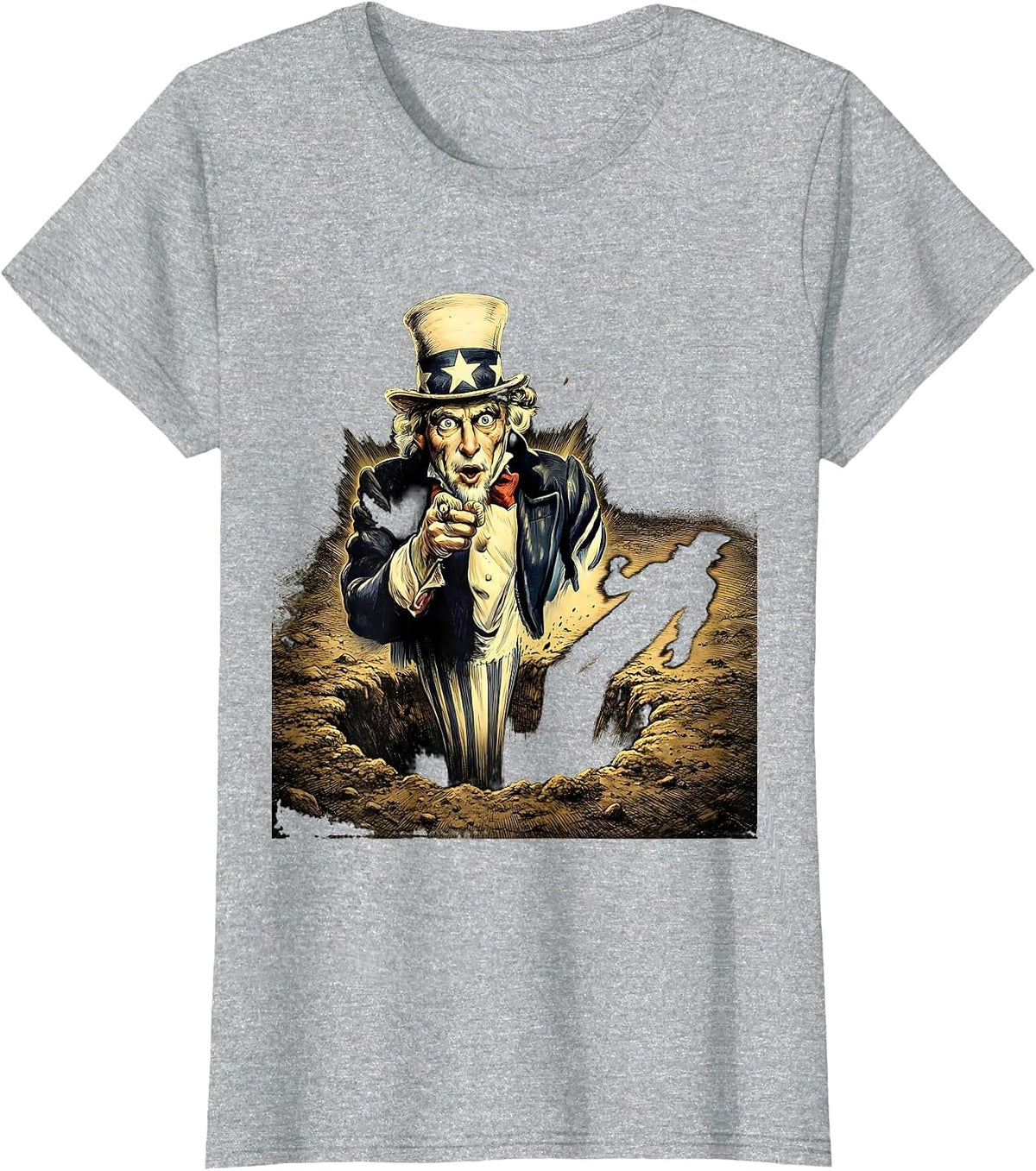 Funny Groundhog Sees Its Shadow Illustration T-Shirt - Heather Grey