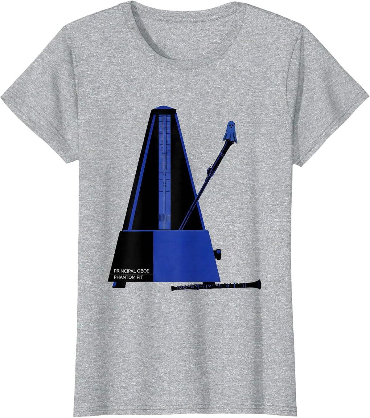 Women's Principal Oboe Phantom Pit Whimsical Music Teacher Halloween T-Shirt - Heather Grey