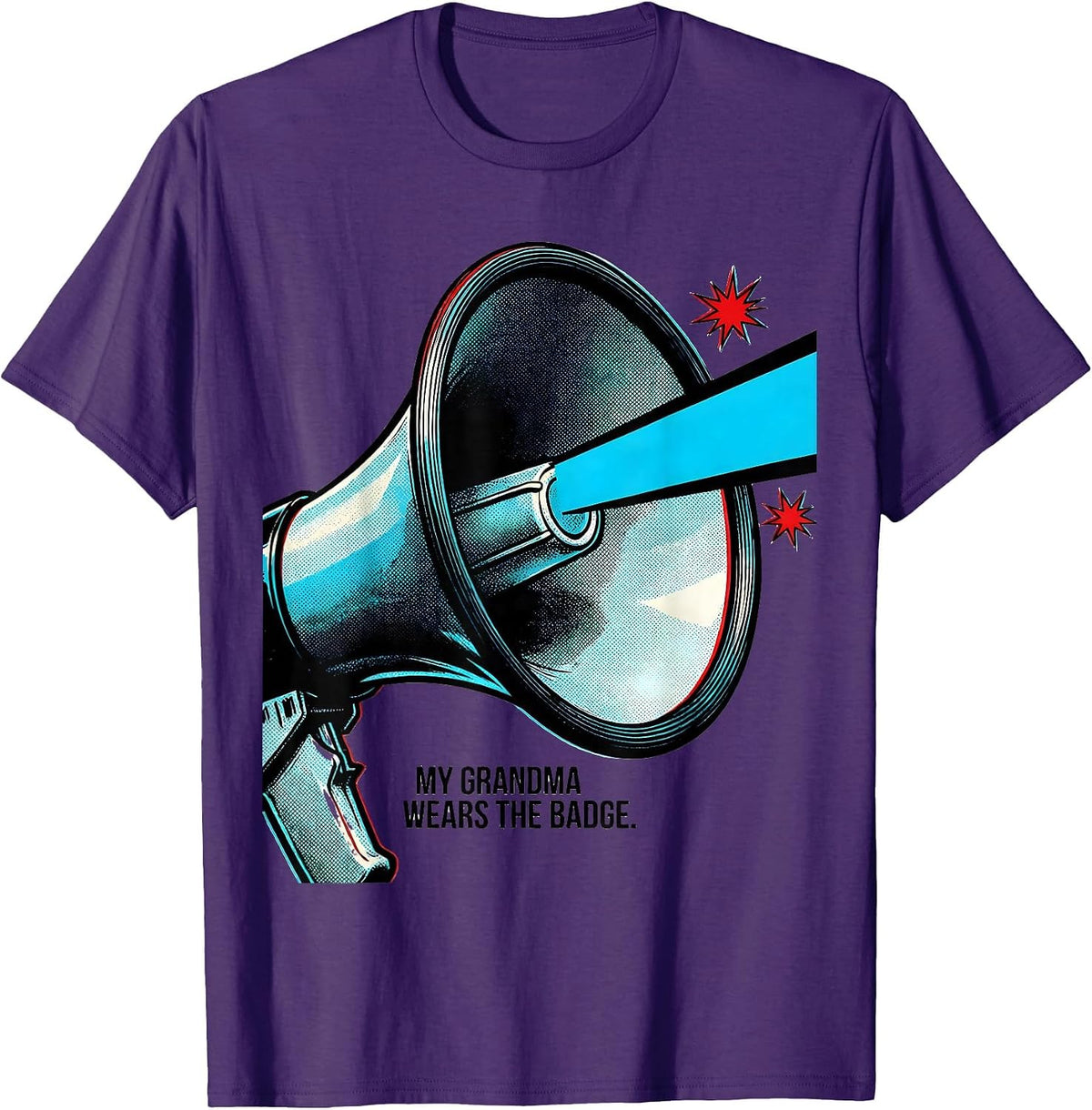 Men's My Grandma Wears The Badge Pop Art Thin Blue Line Police T-Shirt - Purple