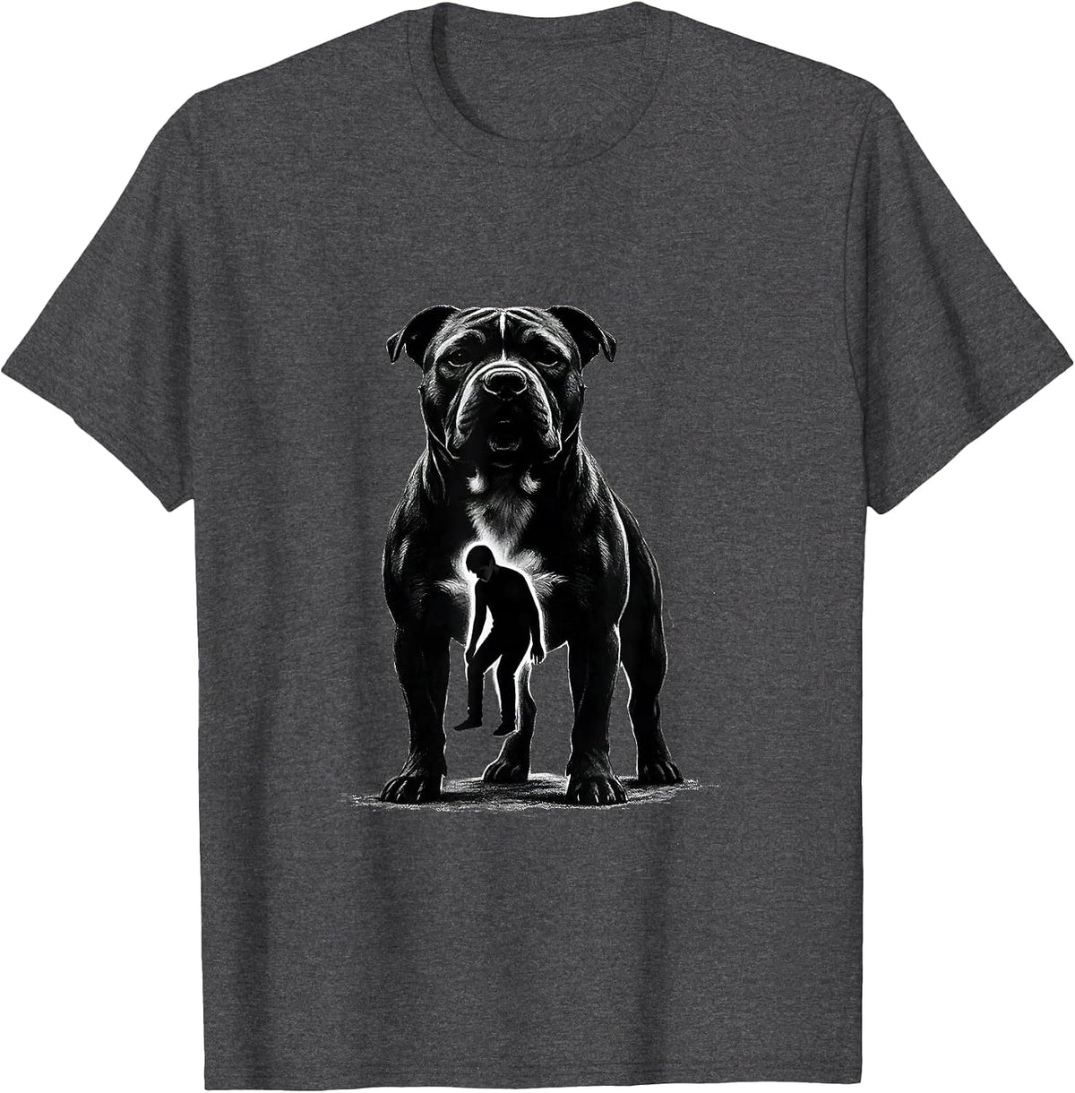 Pit Bull Mom Dog Lover Minimalist Silhouette T-Shirt - Dark Heather Grey